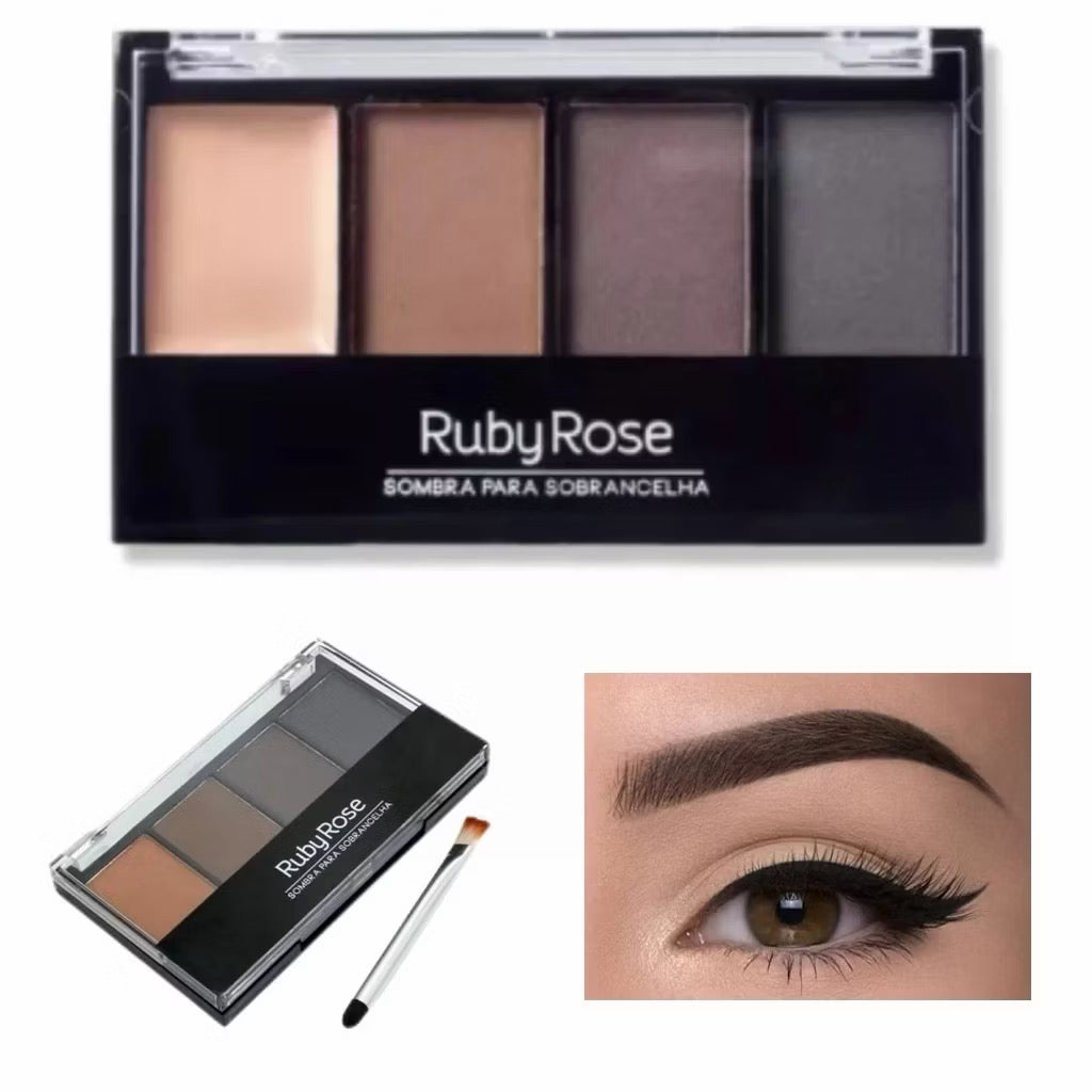 Paleta para Sobrancelhas Ruby Rose 4 Cores com Pincel – Definição Natural e Profissional